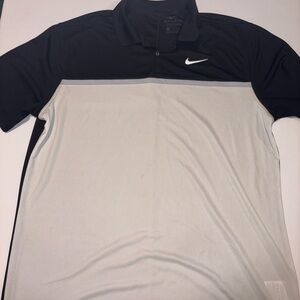 Nike Men's Black and White Polo Shirt